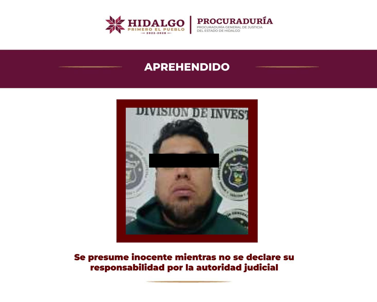 PGJEH identifica y aprehende a probable responsable de homicidio doloso ocurrido hace una semana en Tizayuca