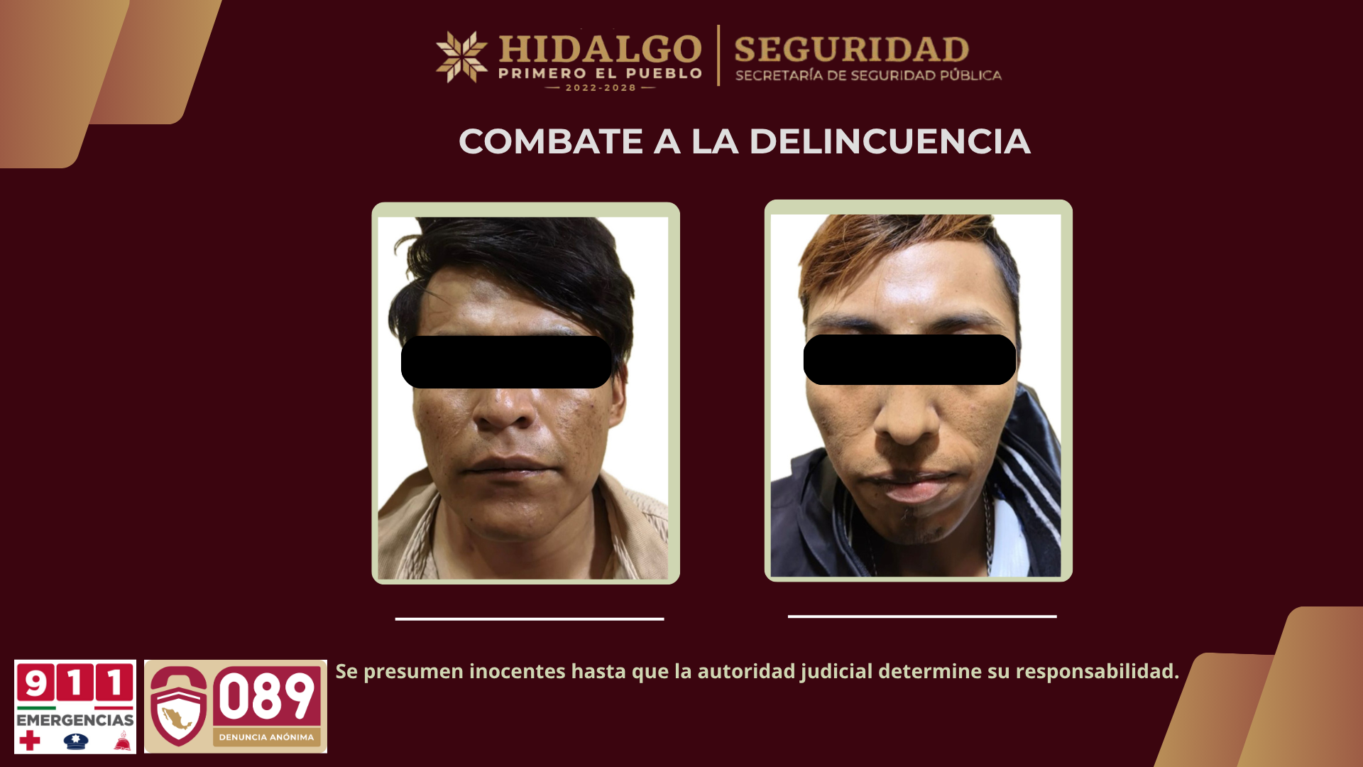 SSPH frena a dos presuntos distribuidores de sustancias ilícitas en Mixquiahuala
