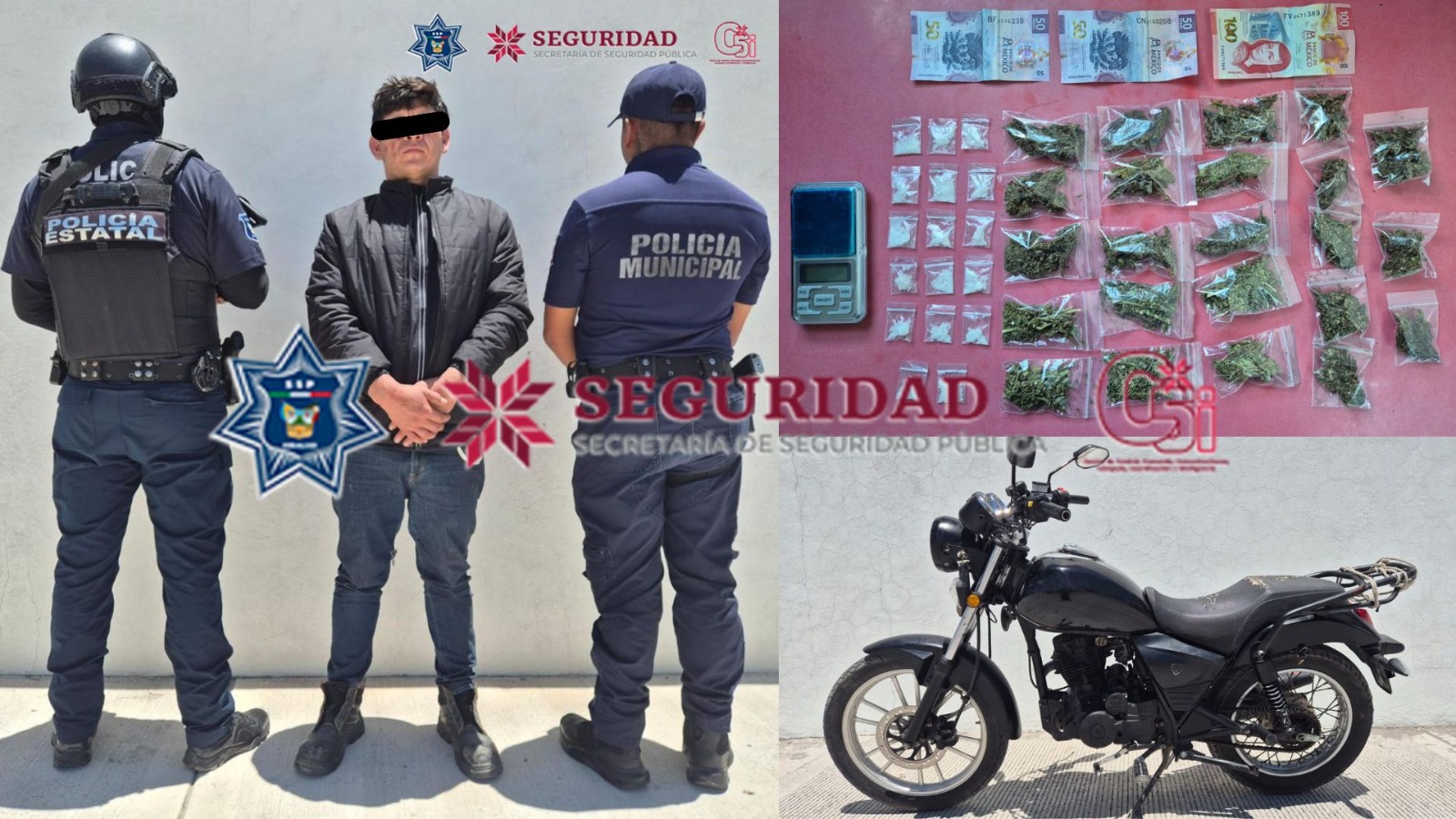Detienen a presunto narcomenudista y recuperan motocicleta robada en Progreso de Obregón