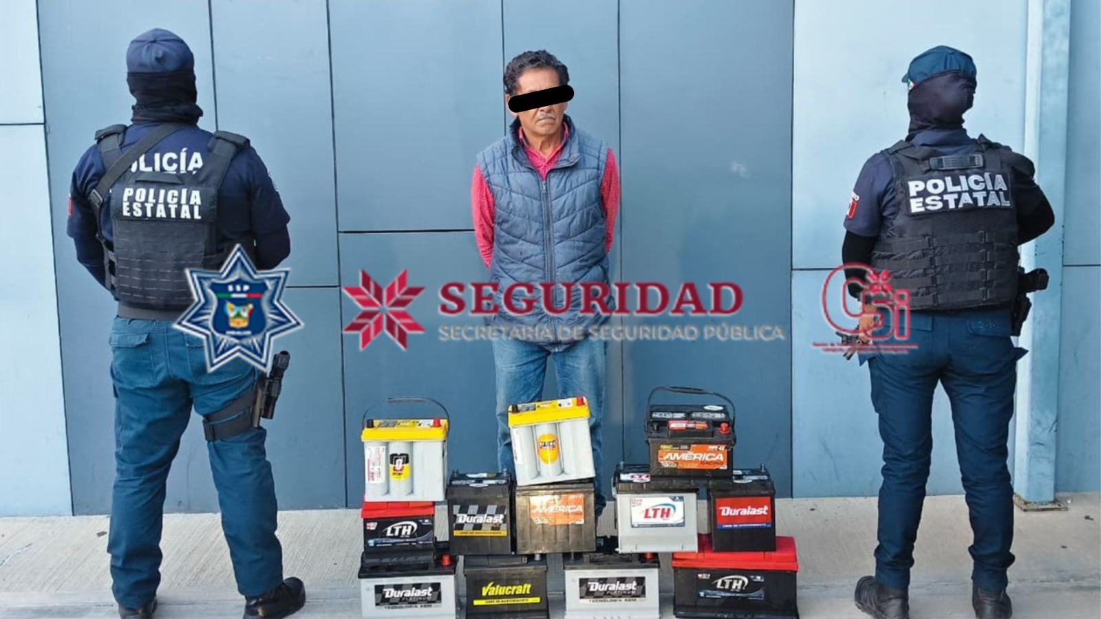 SSPH asegura a una persona y recupera acumuladores para automóvil
